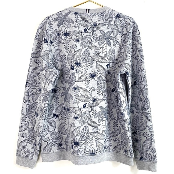 Ted Baker London Hawaiian Tropical Flower Monkey Pullover Sweatshirt Gray Sz XL - Picture 3 of 12